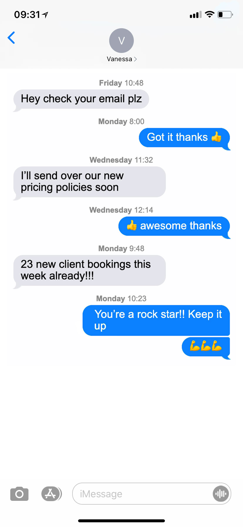 Text Conversation with Vanessa